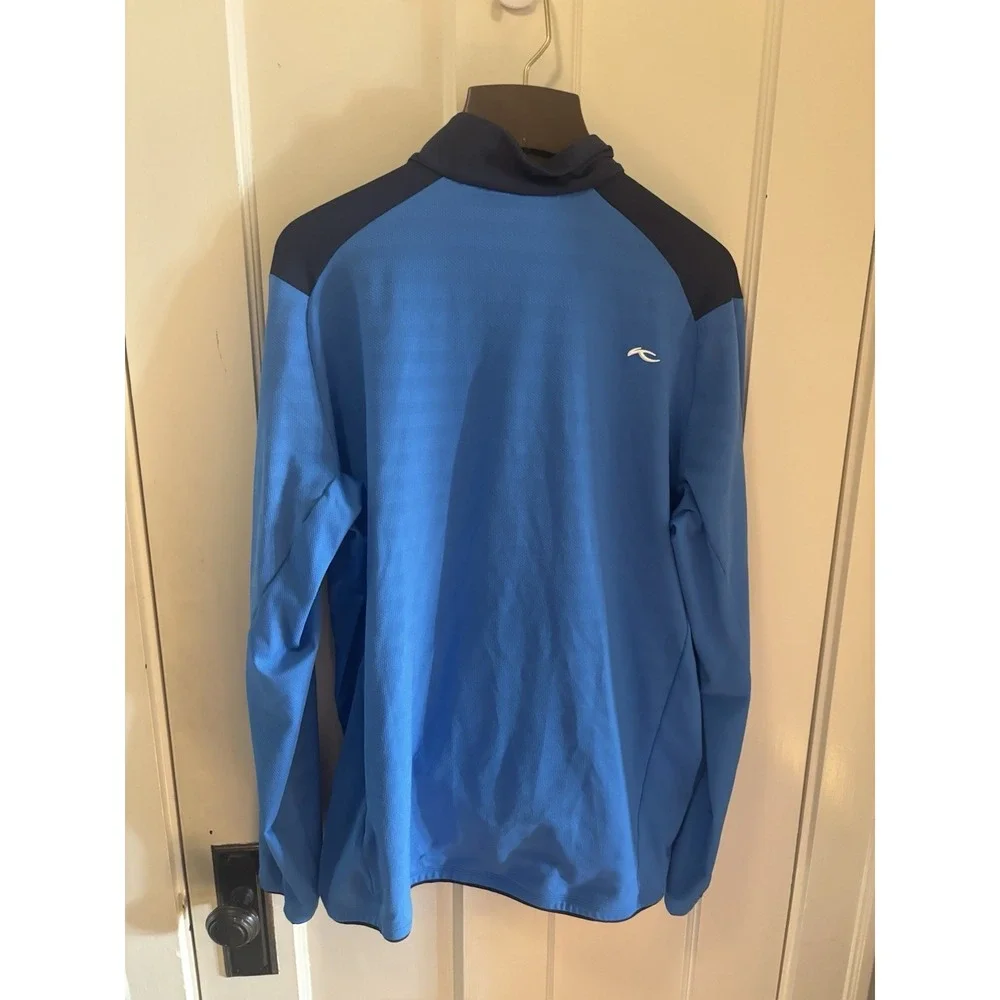 KJUS Mens 1/4 Zip Pullover Blue Colorblock Performance Golf Active Top Size 52 L